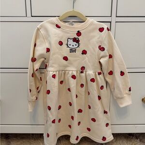 H&M Hello Kitty Cream Dress with Red Apple and Red Heart Print